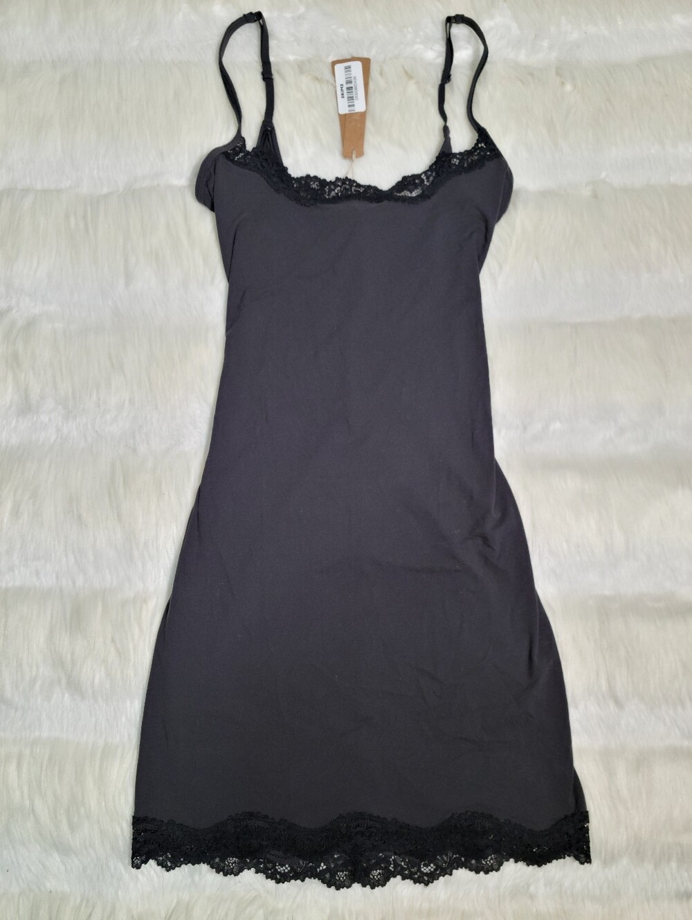 SKIMS Fits Everybody Lace Slip Dress Black Onyx Women XS NEW